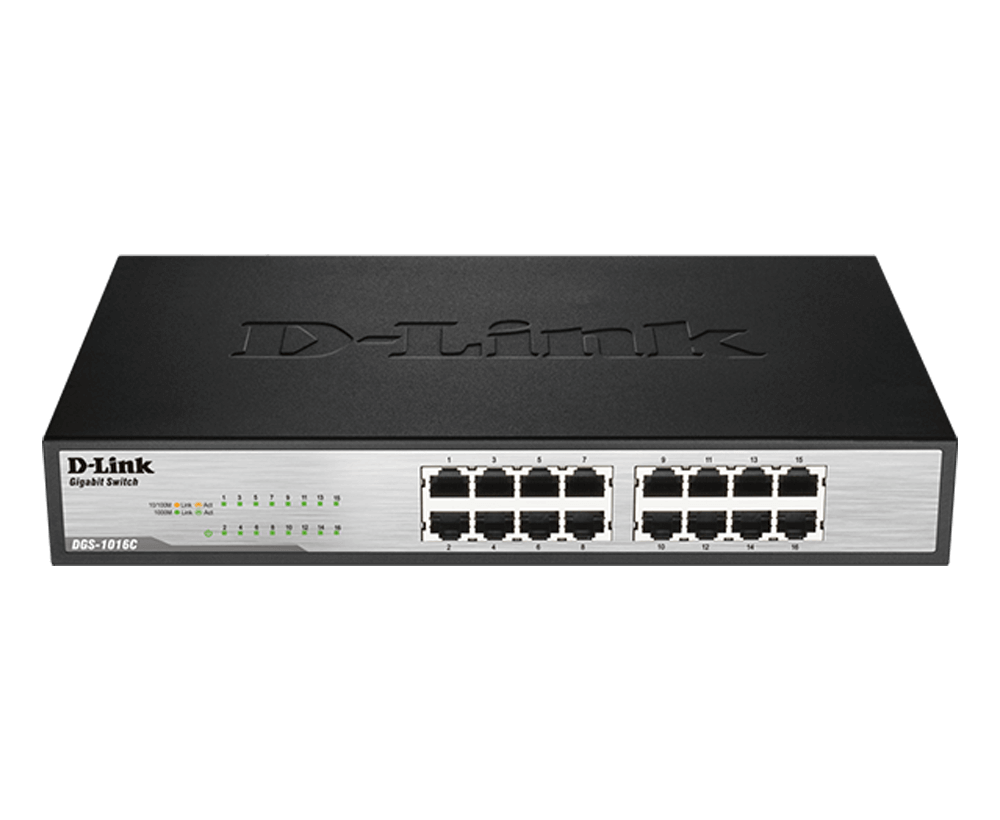 D-Link DGS-1016C 16 port 10/100/1000Base-T unmanaged gigabit switch UK plug ( rackmountable)